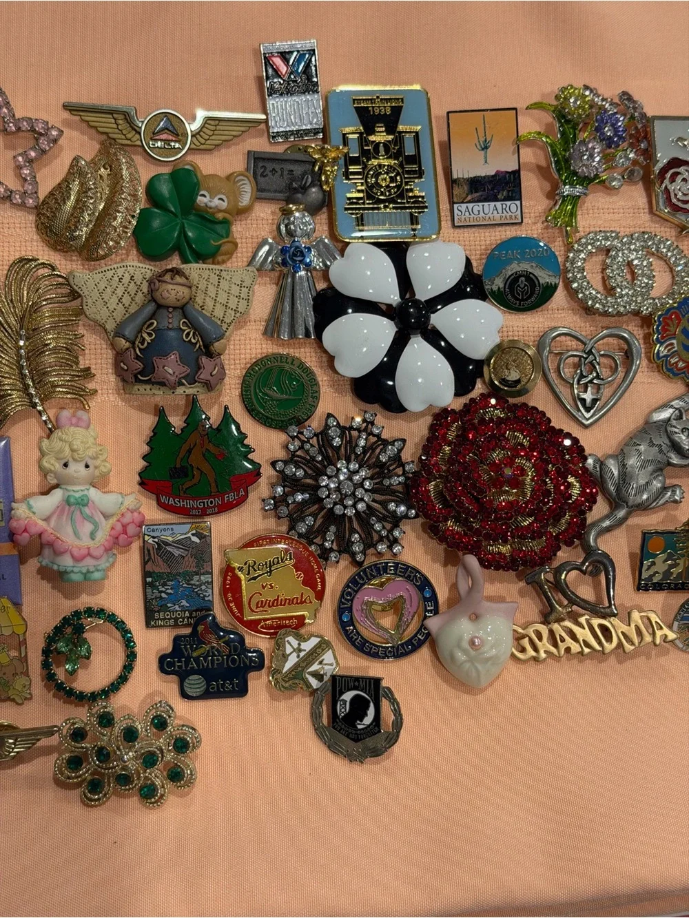 Vintage-Inspired Assorted Enamel and Rhinestone Brooch Collection -